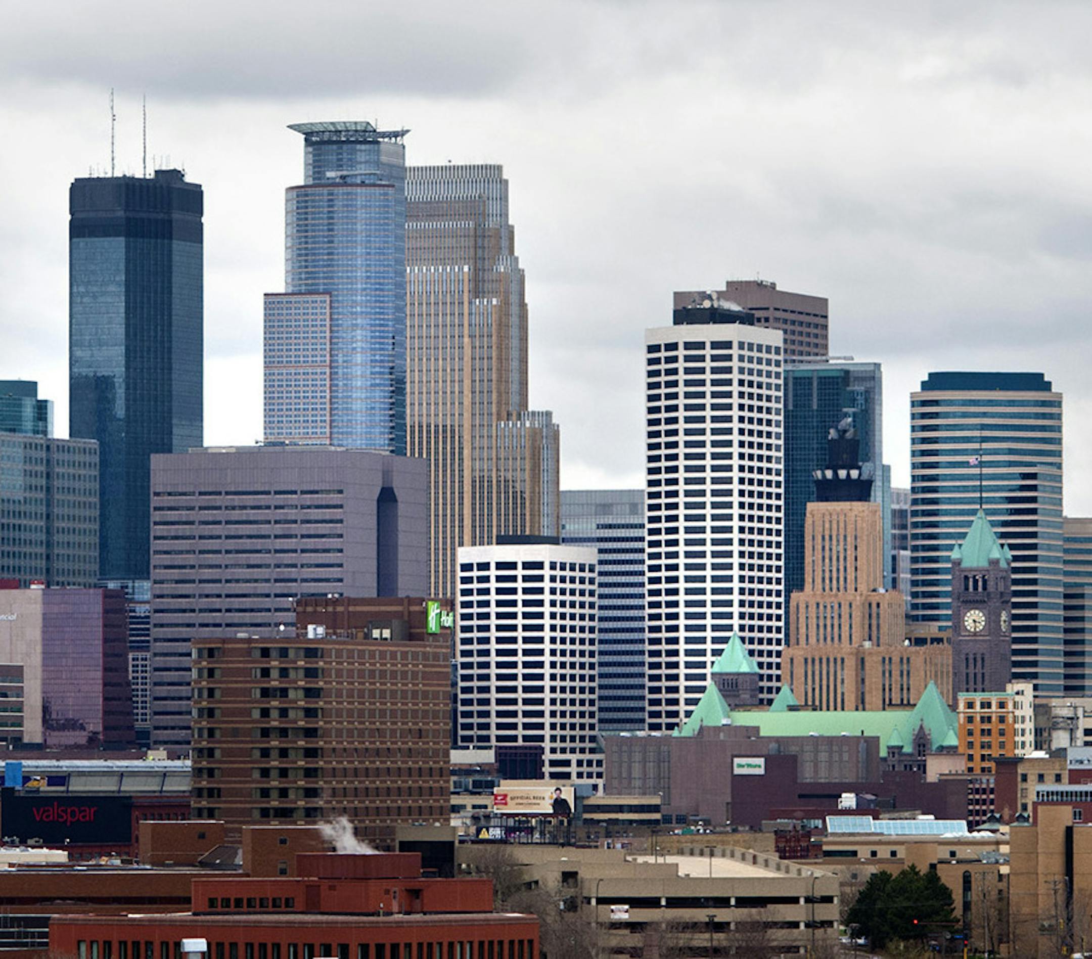 The Minneapolis skyline seen from the University of Minnesota.
