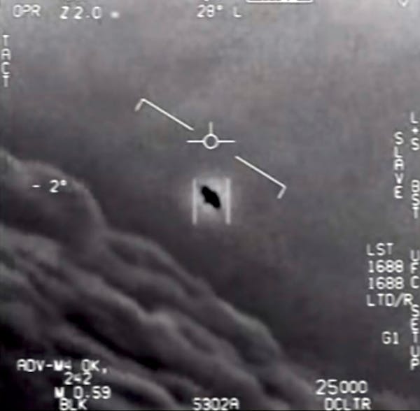 BC-OPINION-FRANK-UFOS-ART-NYTSF — A still image from video released by the Department of Defense shows a 2004 encounter near San Diego between two N