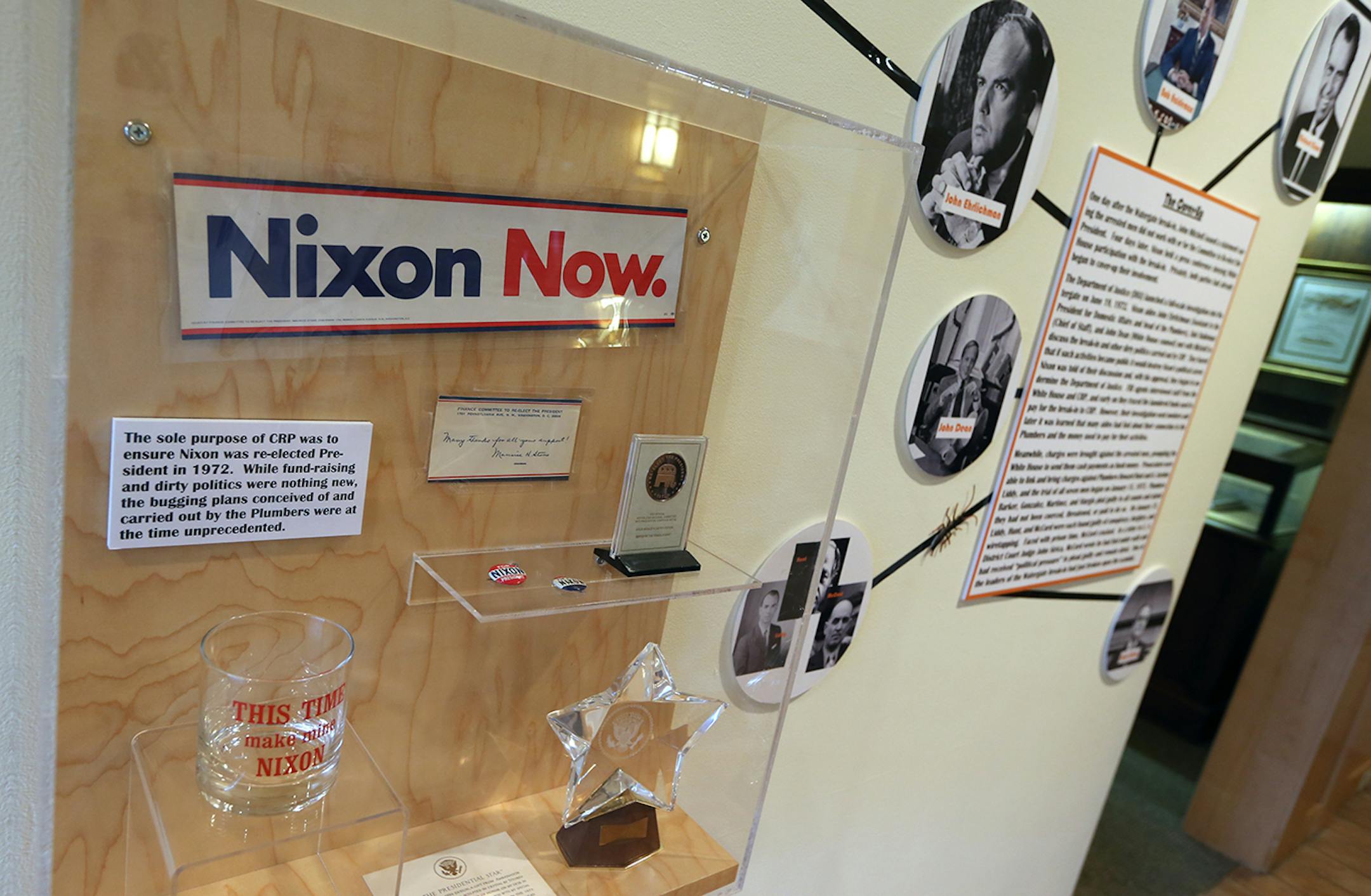 Watergate Exhibit at the Stans Historical Museum in downtown Shakopee, photographed on 5/15/14. Forty years after a disgraced president resigned, Shakopee is coming to terms at last with its relationship with one of his closest associates. The Stans Museum, launched by one of Nixon's top moneymen, head of the infamous CREEP, the Committee to Reelect, will launch for the first time ever, this coming week, a full-on treatment of the Watergate scandal, complete with cheeky touches like a hands-on d