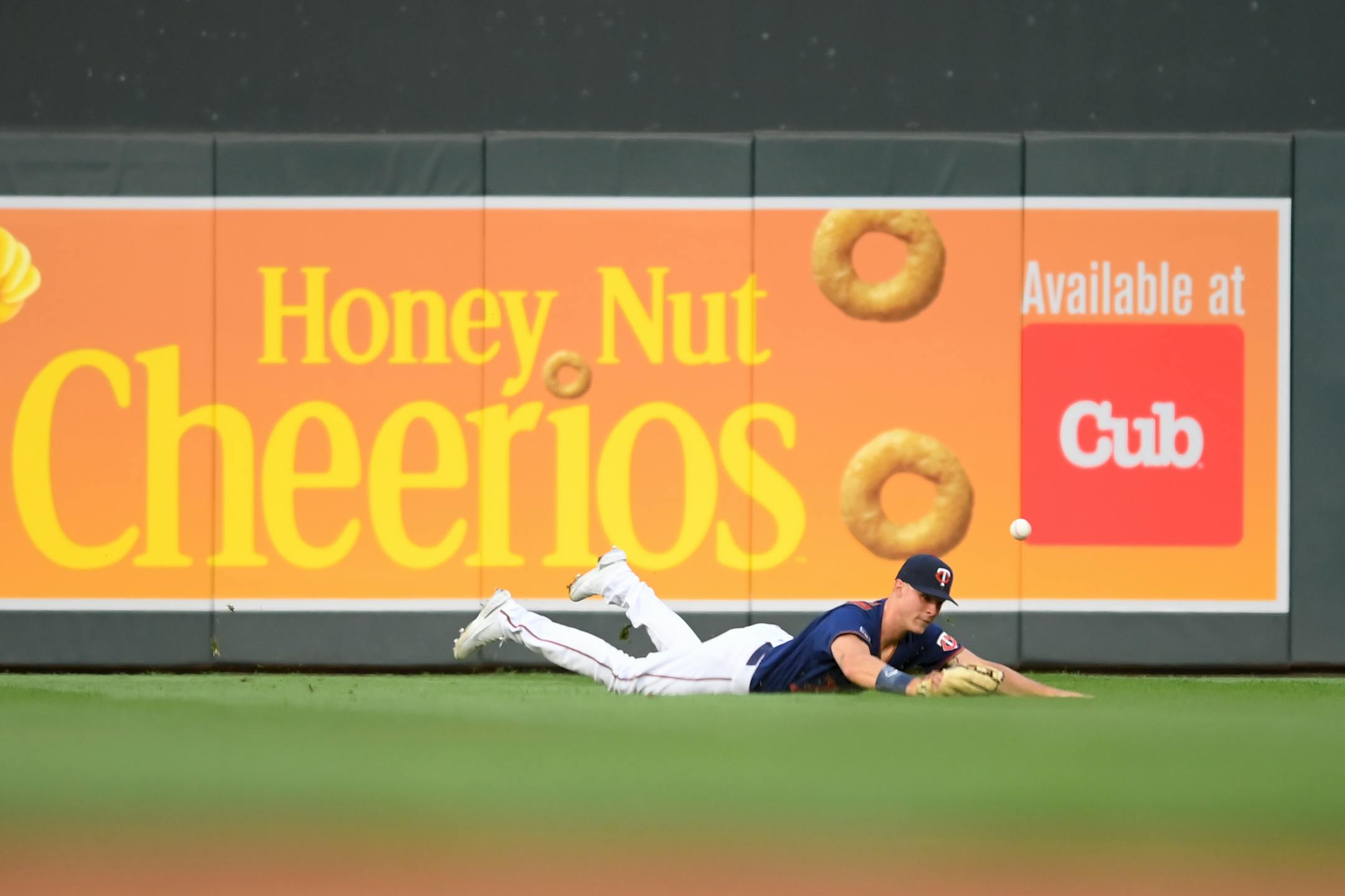 Minnesota Twins center fielder Max Kepler (26) was unable to catch a line drive by Detroit Tigers first baseman Miguel Cabrera (24) in the top of the sixth inning.