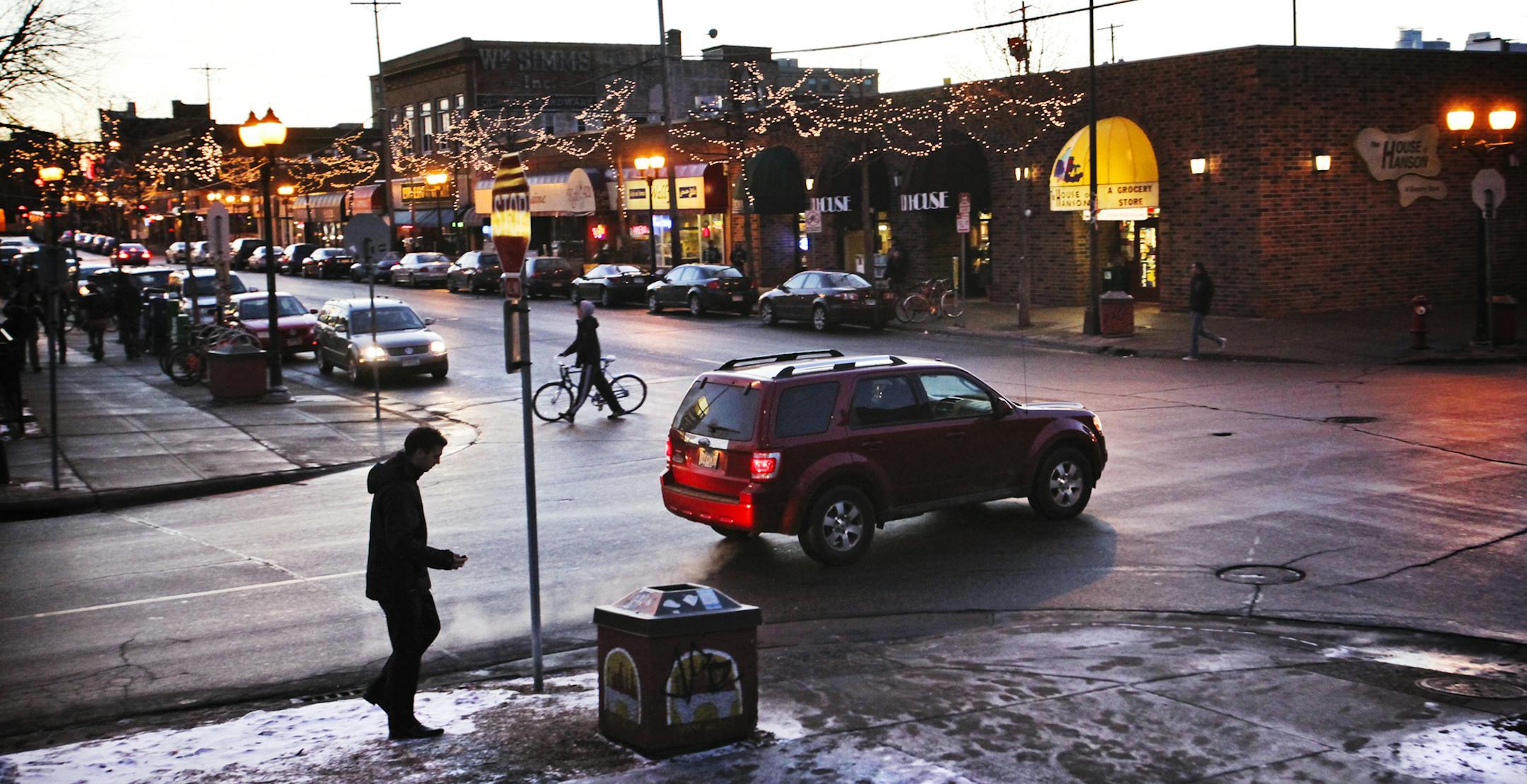 The area around the intersection of SE 14th Ave. and SE 5th St. where under current proposals some long-time businesses could be demolished to make way for new development and seen Jan. 16, 2013, in Minneapolis, MN.] (DAVID JOLES/STARTRIBUNE) djoles@startribune.com Development proposals in Dinkytown near the University of Minnesota could drastically alter the familiar landscape of the area centered around SE 14th Ave. and SE 5th St. and bring about the demolition of long-time businesses like ind