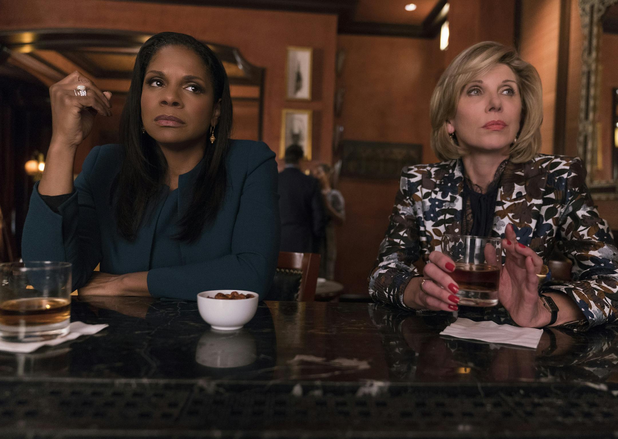 "Day 415" -- Episode 202 -- Pictured (l-r): Audra McDonald as Liz Reddick-Lawrence and Christine Baranski as Diane Lockhart of the CBS All Access series THE GOOD FIGHT. Photo Cr: Patrick Harbron/CBS ©2017 CBS Interactive, Inc. All Rights Reserved.