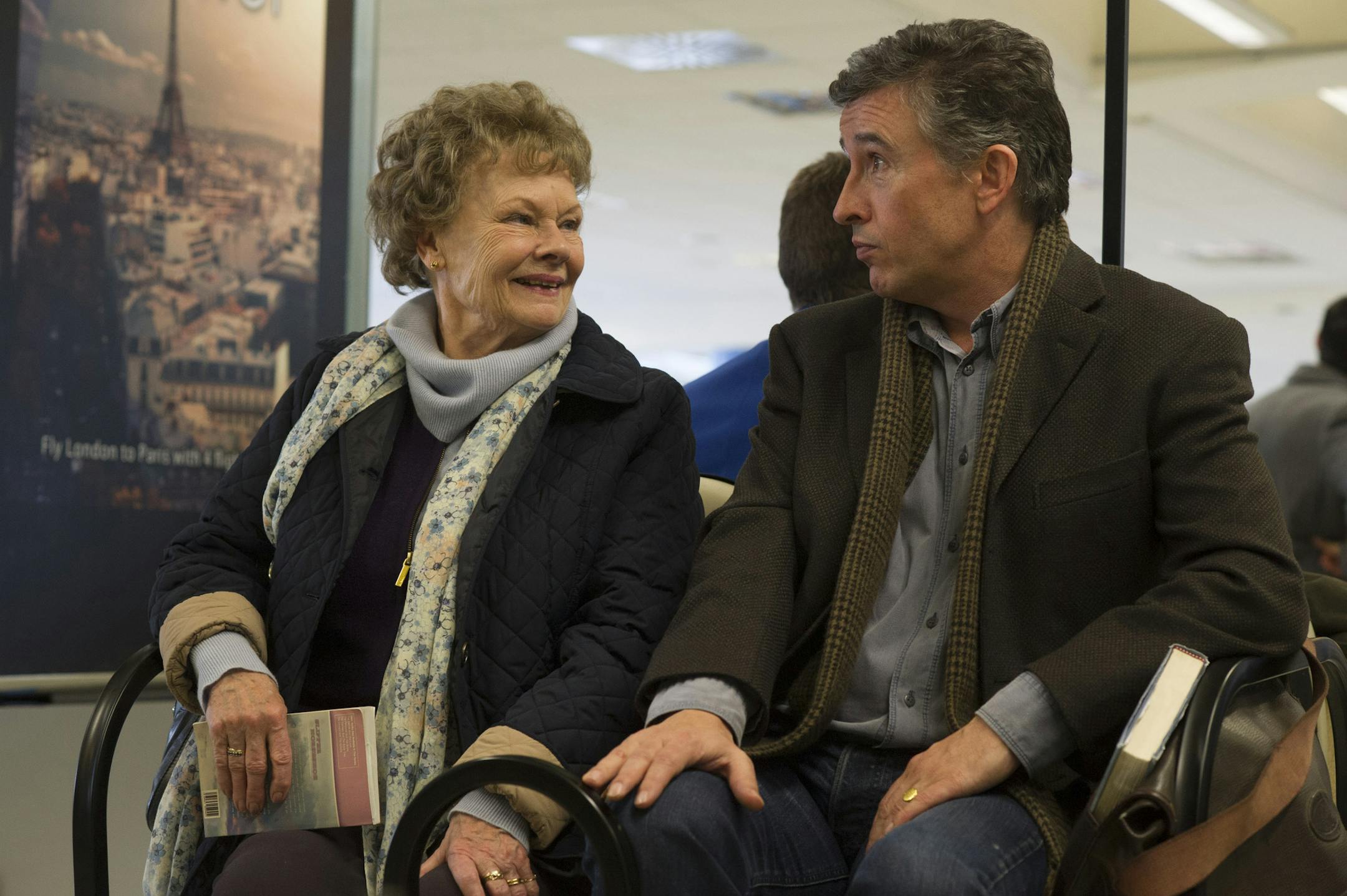 This image released by The Weinstein Company shows Judi Dench, left, and Steve Coogan in a scene from "Philomena." The film was nominated for a Golden Globe for best motion picture drama on Thursday, Dec. 12, 2013. The 71st annual Golden Globes will air on Sunday, Jan. 12. (AP Photo/The Weinstein Company, Alex Bailey)