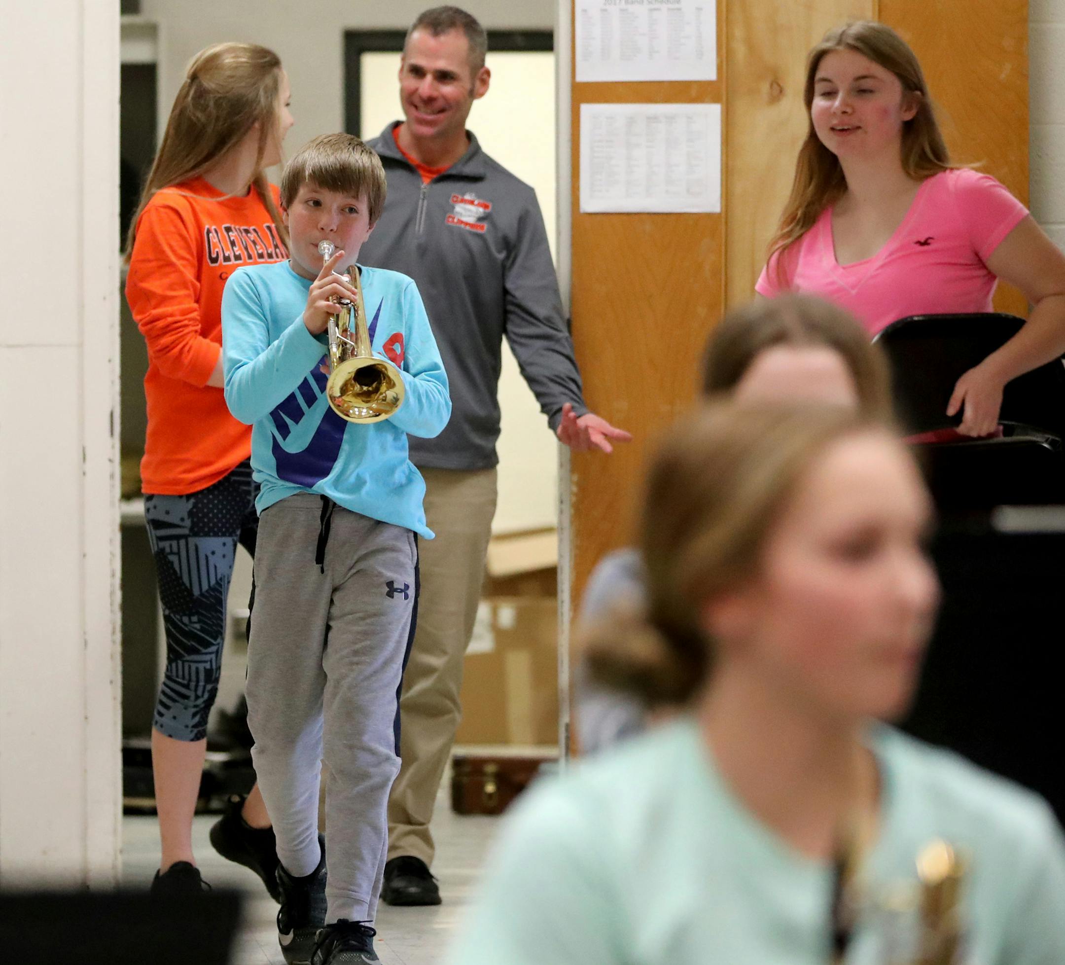 Roughly 90 percent of the students in Cleveland&#x2019;s sixth through twelfth grades, including trumpeter Aarin Clough, play in the band.