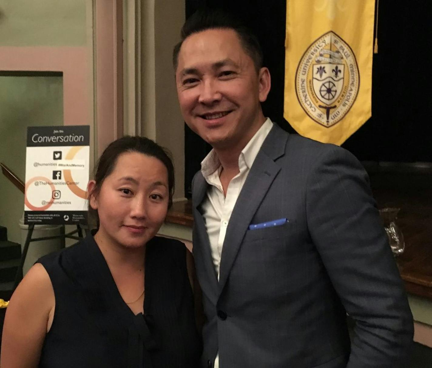 Viet Thanh Nguyen, whose novel �The Sympathizer� won the 2016 Pulitzer Prize for fiction, spoke and signed books Sept. 15 at St. Catherine University in St. Paul. Photo by Claude Peck