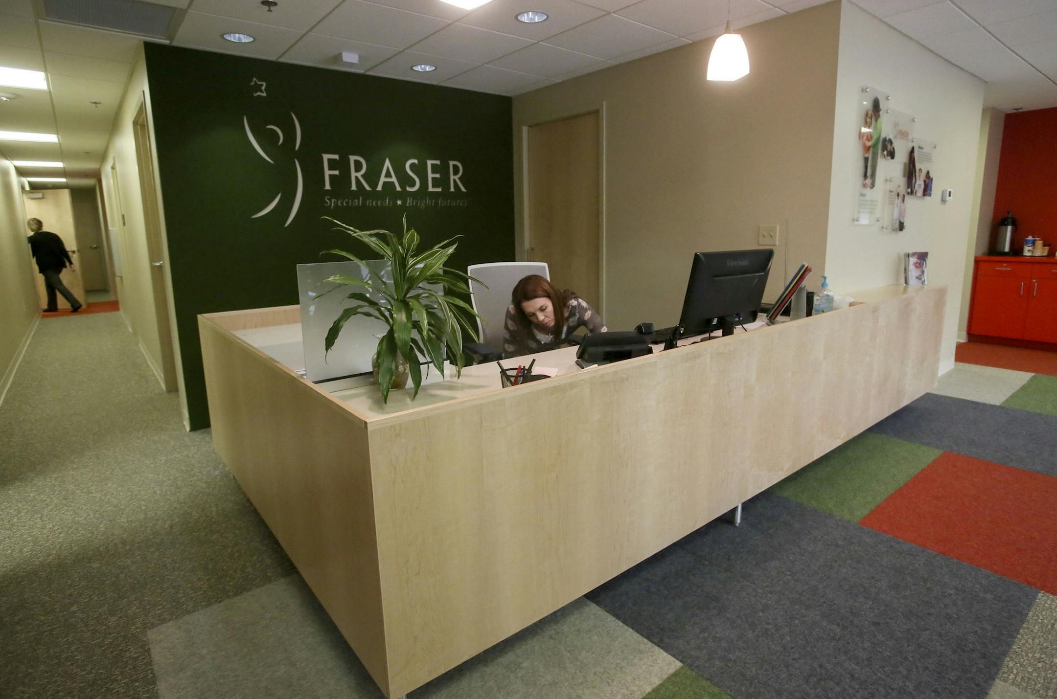 Local designer A.J. Paron-Wildes, whose son is autistic, had helped to design the space at Fraser Eden Prairie and seen Wednesday, Oct. 23, 2014, in Eden Prairie, MN. Here, the main entrance to Fraser.