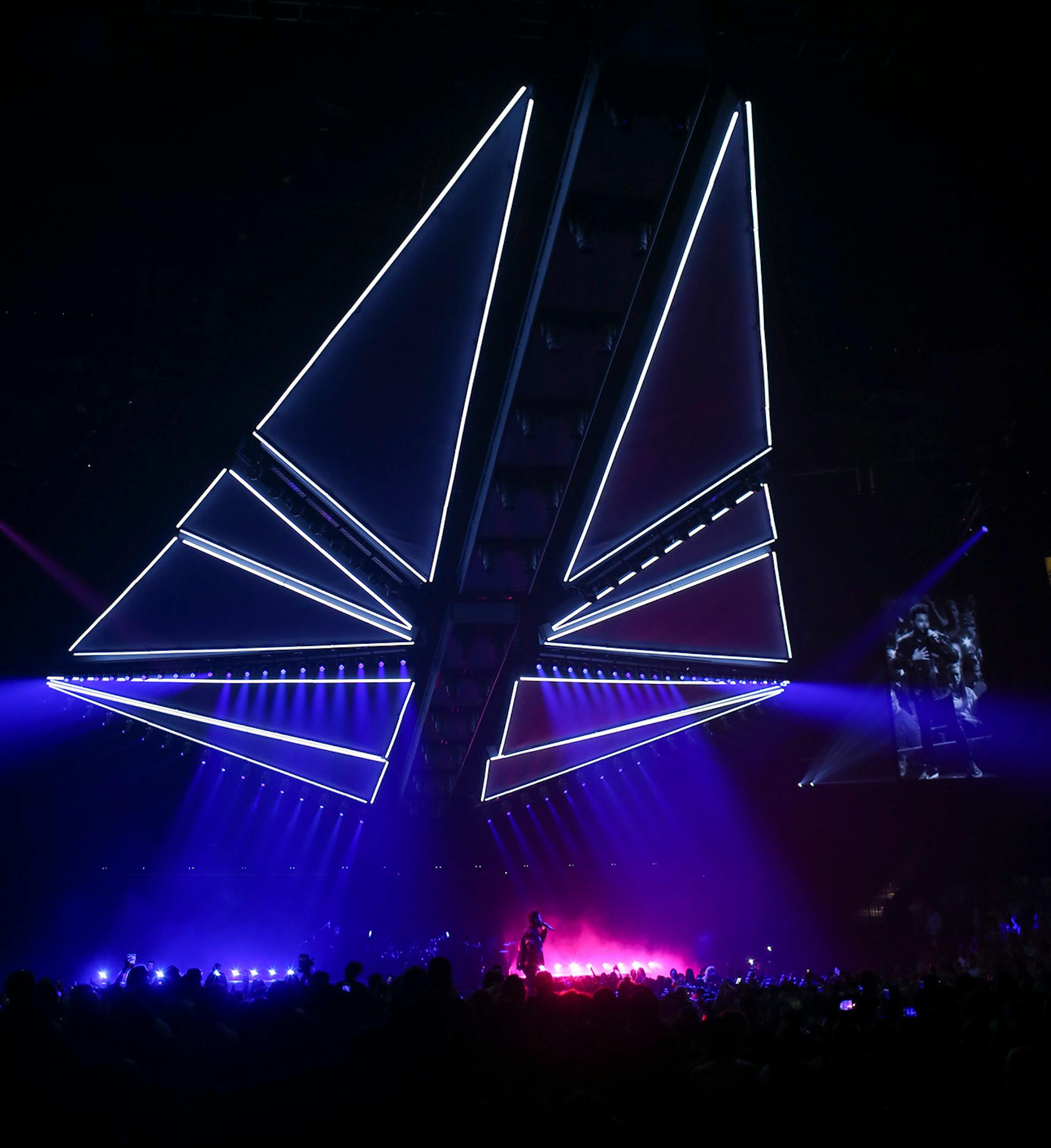 The Weeknd early in his set Sunday night.