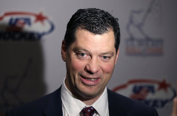 Bill Guerin addressed the media in 2013 before his induction into the U.S. Hockey Hall of Fame in Detroit.