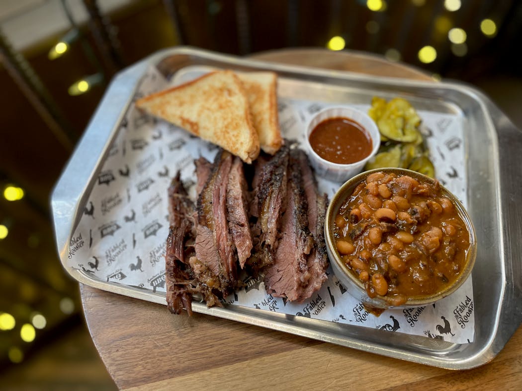 Brisket, beans and toast from the Fabled Rooster inside Graze Provisions + Libations in the North Loop.