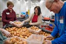 Volunteers packaged onions at Second Harvest Heartland in Brooklyn Park in January.