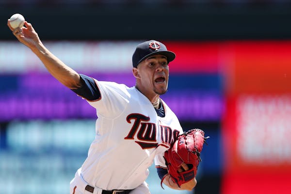 Minnesota Twins starting pitcher Jose Berrios (17) delivered a pitch in the first inning.