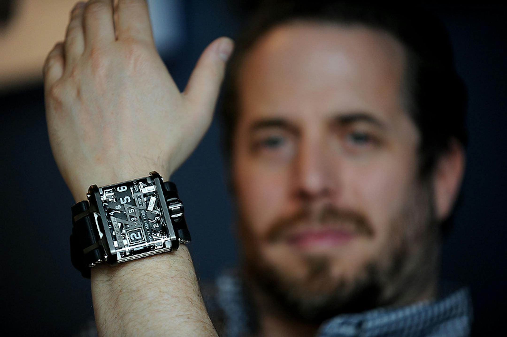 Mitch Greenblatt wears a Devon Tread watch at Watchismo in Danville, Calif. on Friday, March 30, 2012. If fashion bloggers and men's spring runways are any clue, we are in the midst of a watch renaissance with design-forward online retailers like Danville-based Watchismo leading the way. Watchismo is planning to unveil its new brick and mortar to the public soon with trunk shows and events. (Dan Honda/Staff)