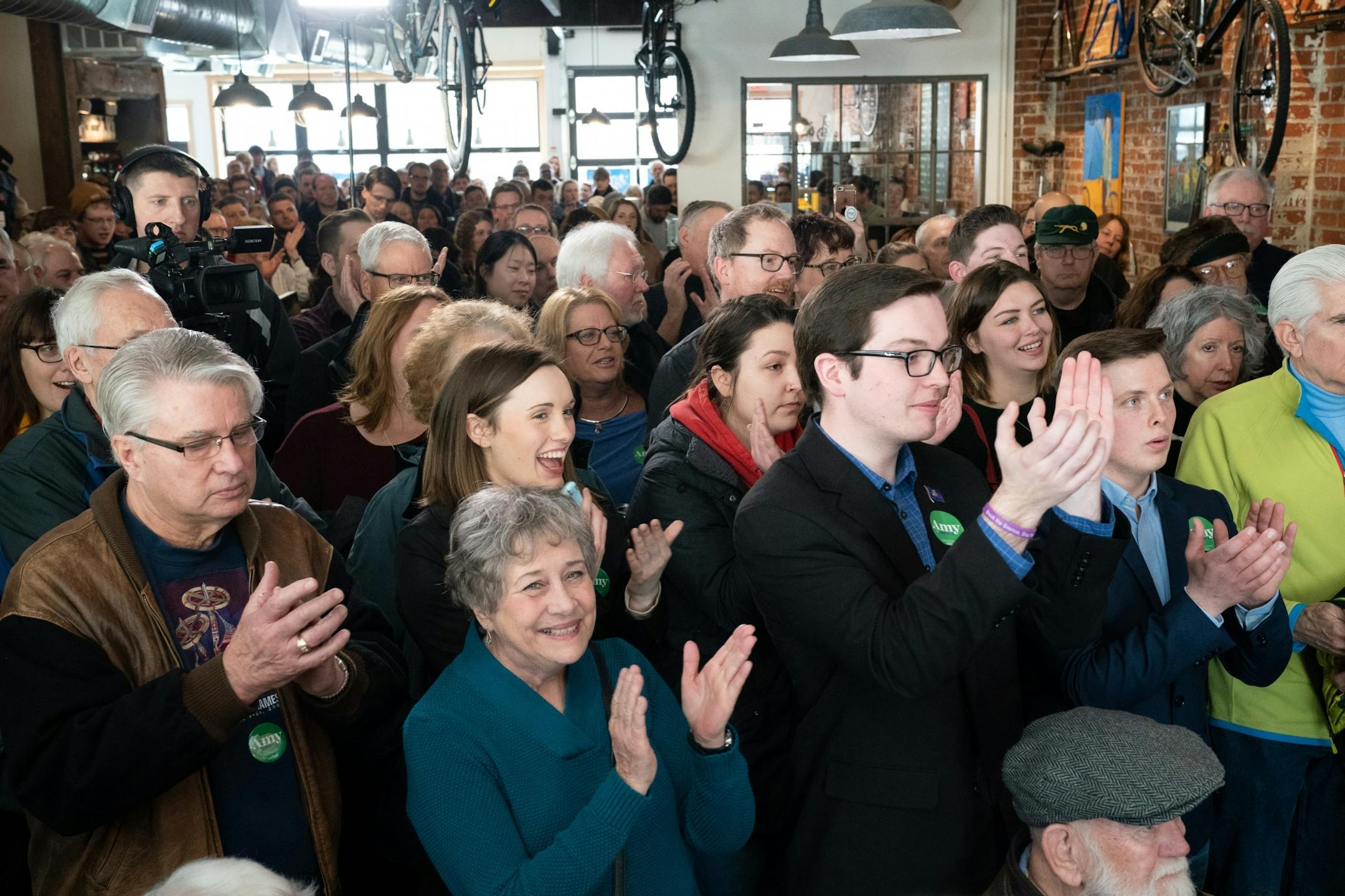 Amy Klobuchar made her first campaign appearance as a presidential candidate in Eau Clare, Wisconsin since announcing her candidacy earlier in the week.
