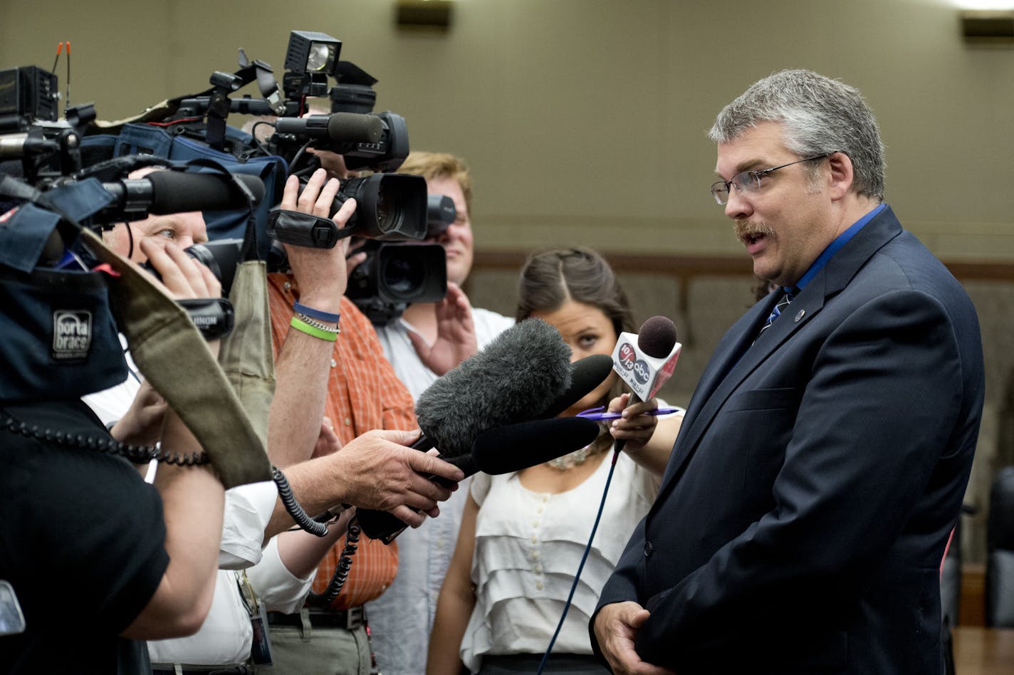 Committee chair Erik Simonson talked during a break in the hearings. Testimony at the State Capitol before the select committee on controlled substances and synthetic drugs, Tuesday, July 9, 2013 ] GLEN STUBBE * gstubbe@startribune.com