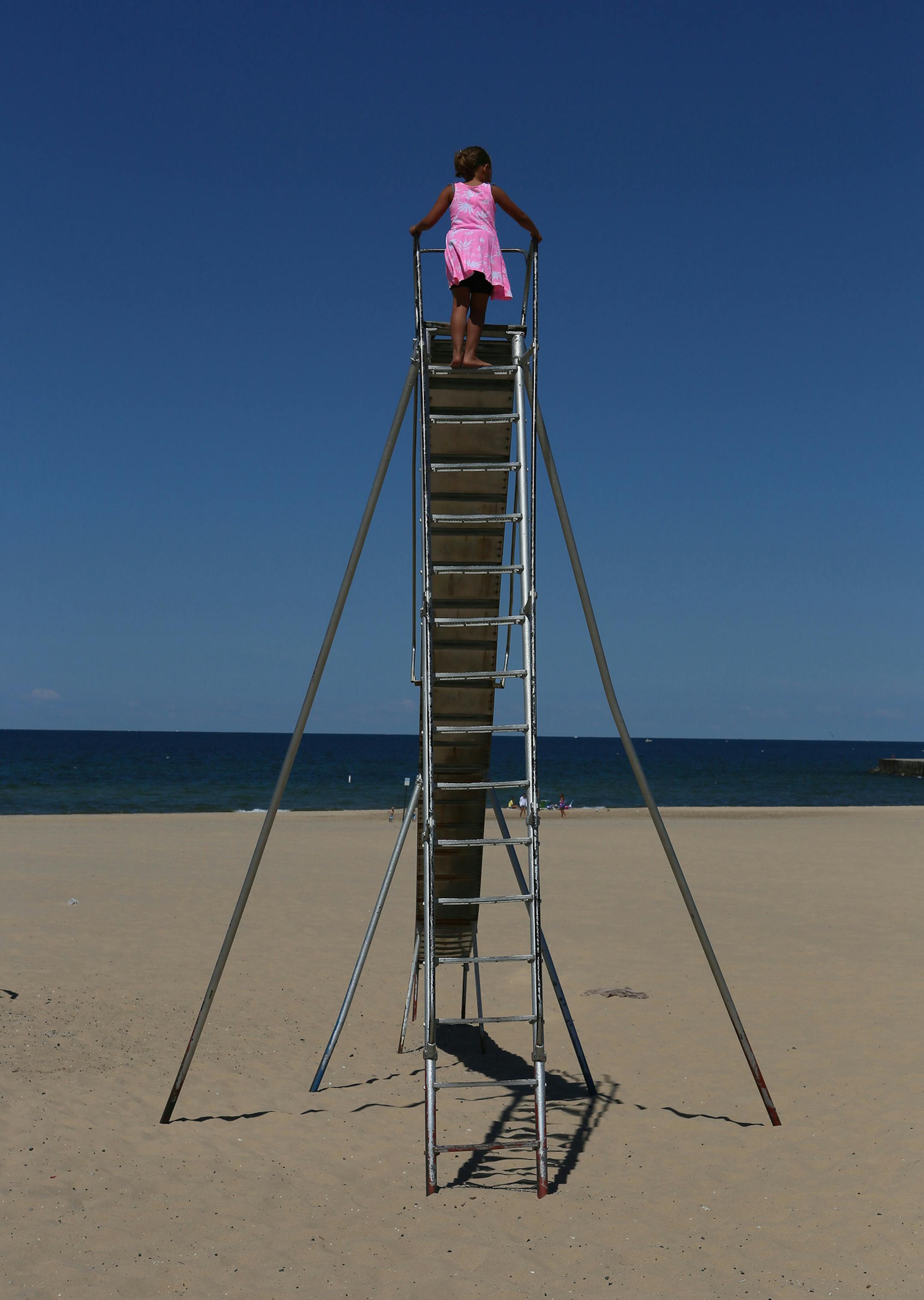 A slide made a good lookout at Douglas Park on Manistee’s Lake Michigan shoreline.