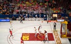 Some of the last live high school action came in March in the Hopkins-Stillwater semifinal game of the girls' basketball state tournament. The followi