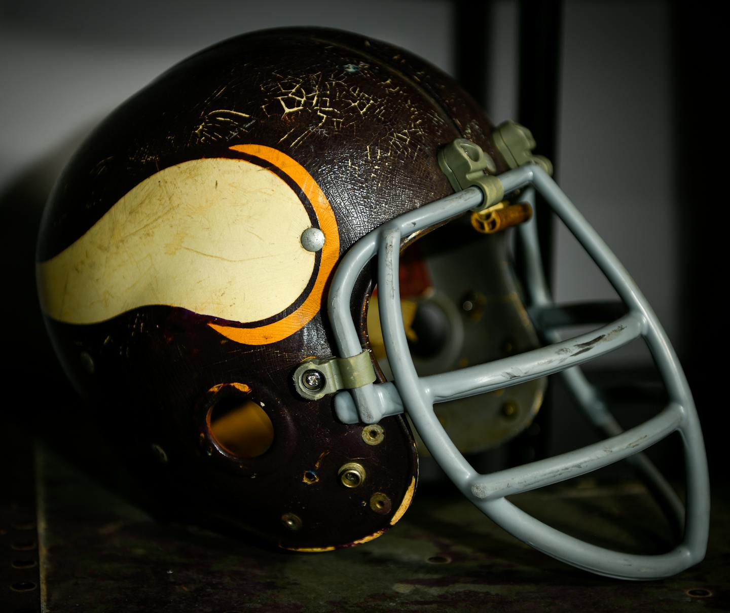 A helmet from the Vikings' 1961 inaugural season.