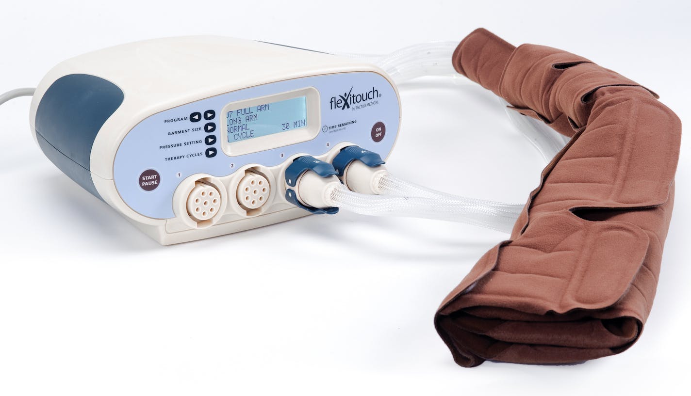 The Flexitouch System is an advanced intermittent pneumatic compression device (lymphedema pump) used by tens of thousands of patients to self-manage lymphedema and nonhealing venous leg ulcers. Based on the physiological principles of manual lymphatic drainage (MLD), Flexitouch directs fluid away from affected areas of the body to functioning regions where it can be managed properly.