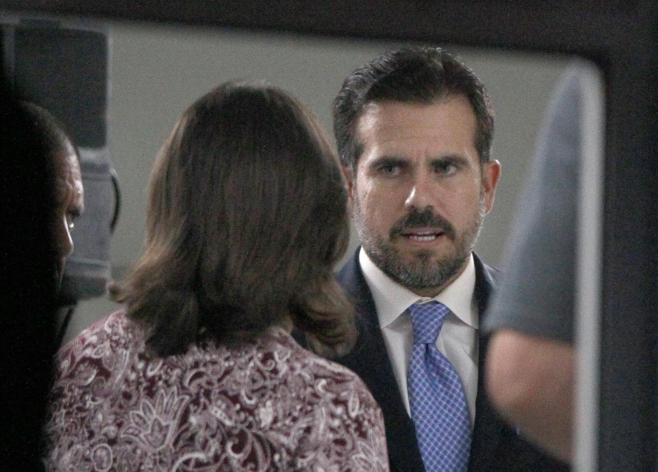 Governor Ricardo "Ricky" Antonio Rossello Nevares is seen during a meeting with mayors from his party inside the Yolanda Guerrero Cultural center in Guaynabo. The meeting was closed to the media as he entered through a side door heavily guarded on Sunday, July 21, 2019.