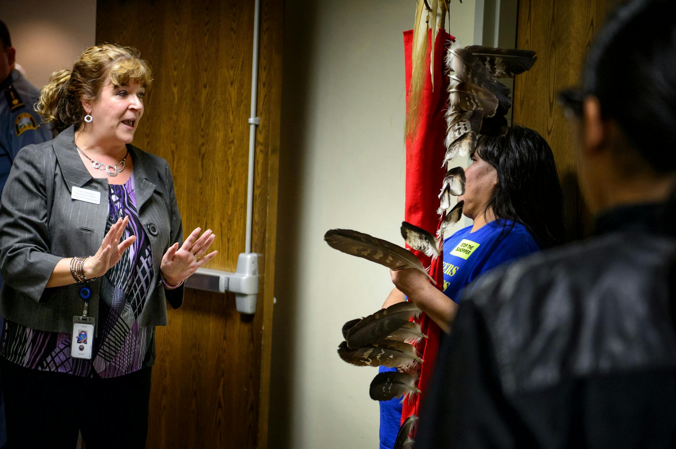 Tracy Smetana, public adviser at Minnesota Public Utilities Commission informed Tania Aubid that she wasn&#x2019;t allowed to bring &#x201c;props&#x201d; into the hearing. Aubid said her Eagle Staff wasn&#x2019;t a prop but a sacred object that represents all the beings on earth, like national flag. Eventually she was allowed to take it into the PUC hearing Wednesday.