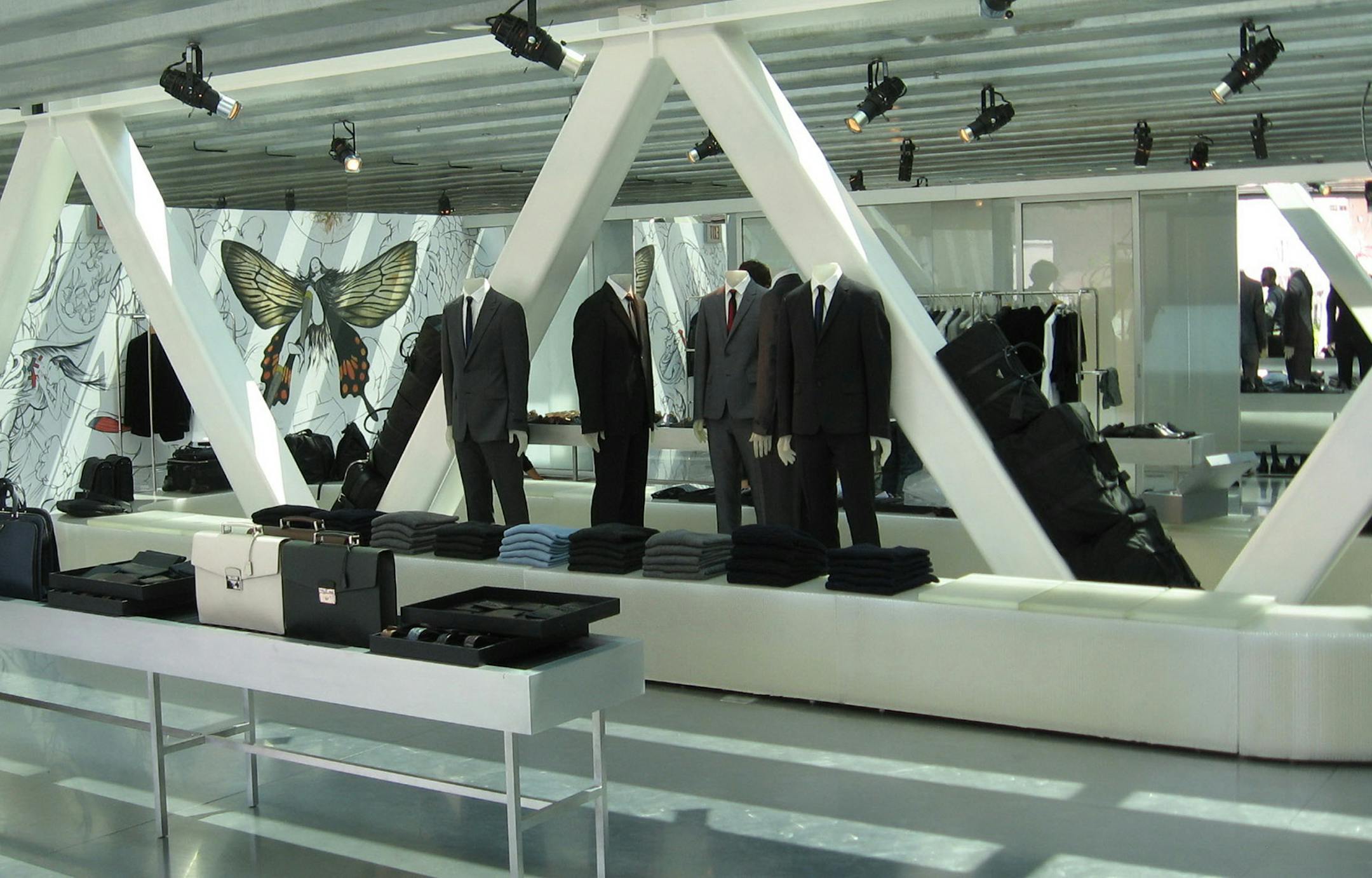 The Prada store on Rodeo Drive in Beverly Hills, Calif., is set up like a baggage-claim area.