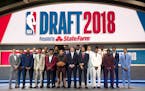 2018 draft prospects pose for a picture before the NBA basketball draft in New York, Thursday, June 21, 2018. (AP Photo/Kevin Hagen)