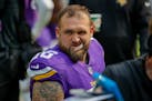 Vikings offensive lineman Dalton Risner practiced at right guard and left guard this week.
