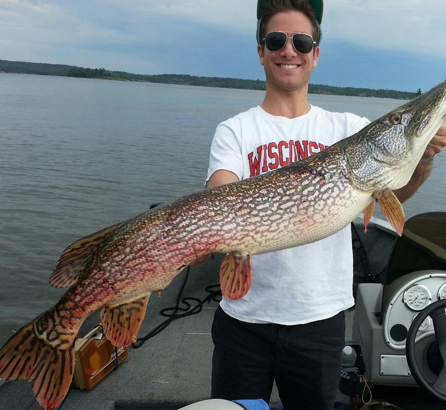 TOOTHY SURPRISE Ryan Lehrman of Chicago was fishing for walleyes with a jig and a minnow on Lake of the Woods when this 45-inch northern hit. The fish, his biggest catch ever, was released.