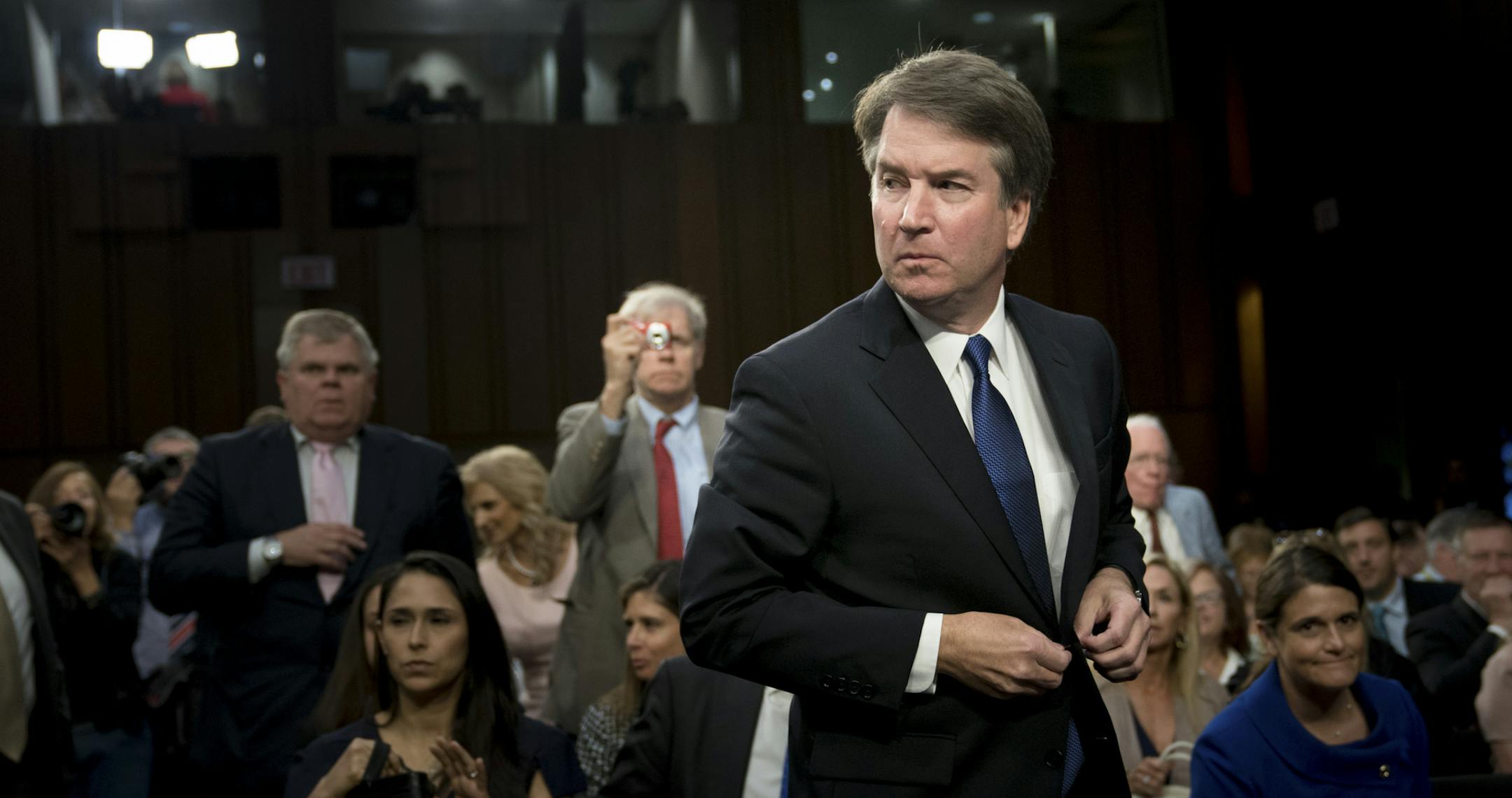 FILE-- Judge Brett Kavanaugh, President Donald Trumpís nominee for the U.S. Supreme Court, at his confirmation hearing before the Senate Judiciary Committee on Capitol Hill in Washington, Sept. 4, 2018. Kavanaugh and the woman who has accused him of sexual assault will be called on Sept. 24 to testify before the Senate Judiciary Committee. (Erin Schaff/The New York Times)