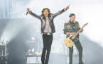 Mick Jagger, left, and Keith Richards of the Rolling Stones rocked during the first night of their Hackney Diamonds Tour in Houston.