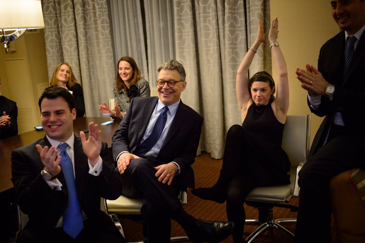 Sen Al Franken watched results come in from his and other races.