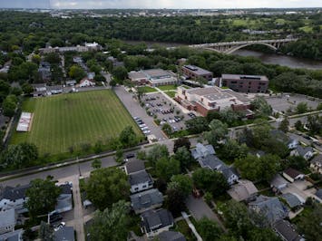 Minnehaha Academy and its grass athletic field are photographed Wednesday in Minneapolis.