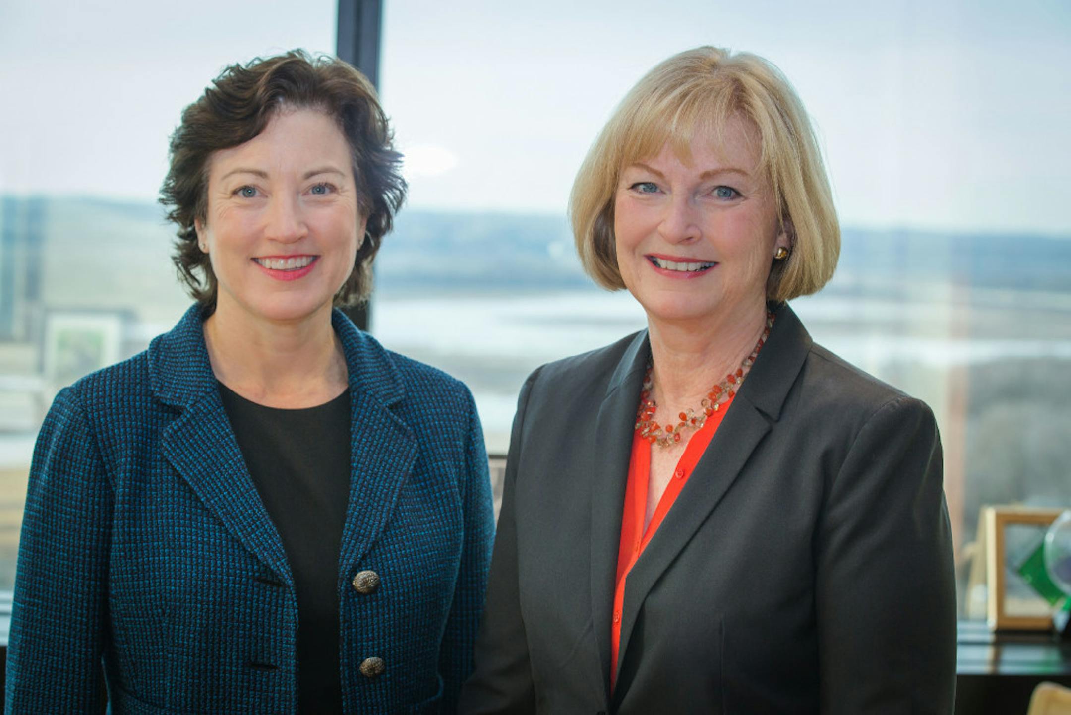 Mary Brainerd, right, the long-time CEO at Bloomington-based HealthPartners, is retiring. She will be replaced by current executive vice president Andrea Walsh, left Brainerd saw HealthPartners more than double in size during her 15 years running the organization.