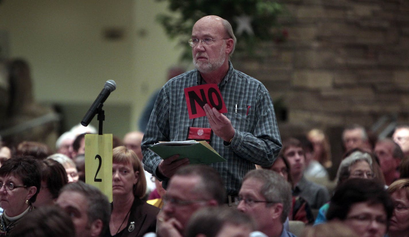 Pastor Andris Sedlins, Plymouth, spoke against passing the resolution.