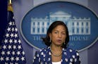 FILE -- National Security Adviser Susan Rice, at the White House in Washington, July 22, 2015. Responding to reports in the conservative media that sh