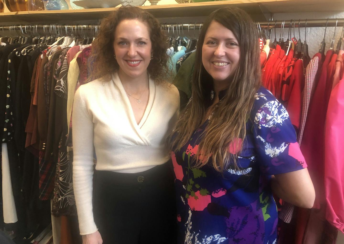 Jessica Gerard,owner of Flirt Boutique,and Megan McGurie, owner of Up Six Vintage, at the corner of Selby and Snelling in St. Paul. Photo: Neal.St.Anthony@startribune.com