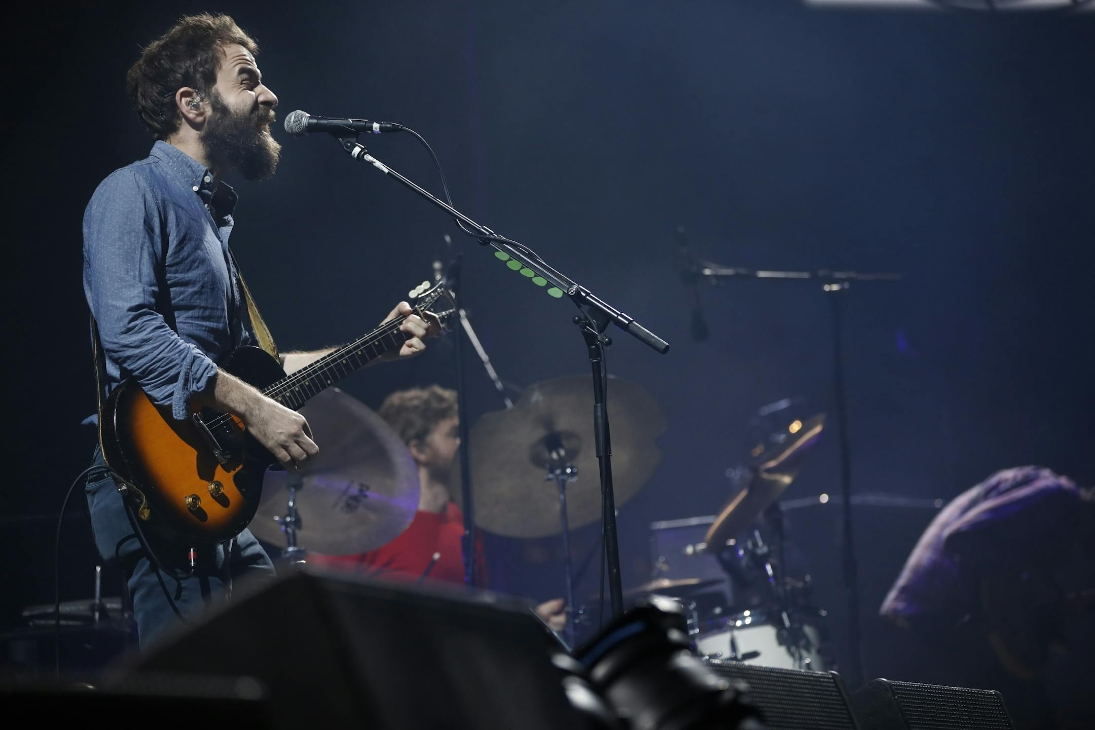 Lead singer and guitarist Taylor Goldsmith jams away as his brother Griffin Goldsmith drummed away. Dawes, a noteworthy favorite here in town, opened for the Kings of Leon.