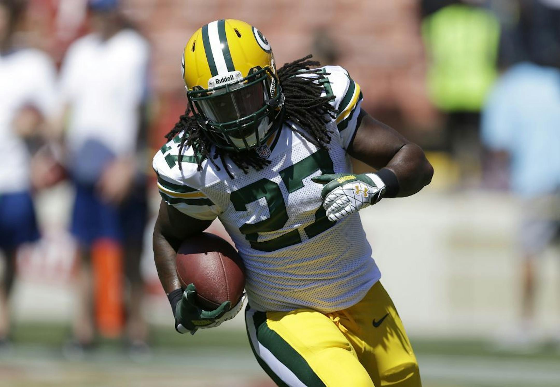Green Bay Packers running back Eddie Lacy. The Packers are ranked No. 6 in the NFL in rushing (134.7 yards per game) and already have had three different running backs top the 100-yard mark in a game.
