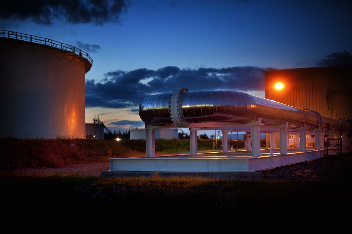 Enbridge Energy won regulatory approval to reroute a portion of its Line 4 oil pipeline in northern Minnesota. File photo of a transfer station in Clearbrook, Minn., on Line 4.