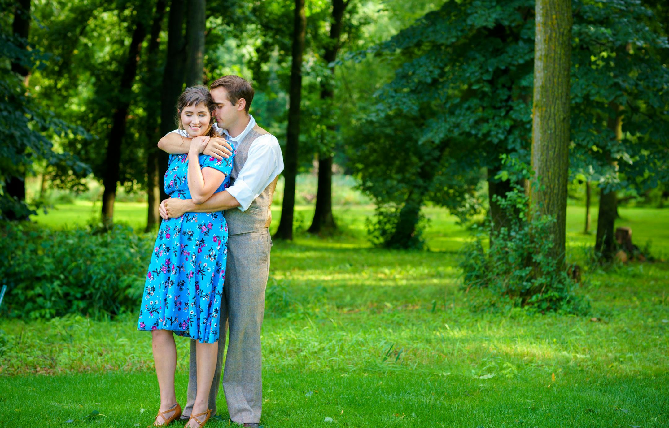 Katie Rozanas as Alice Murphy and Chris Paulson as Jimmy Ray Dobbs in "Bright Star" at Lyric Arts.