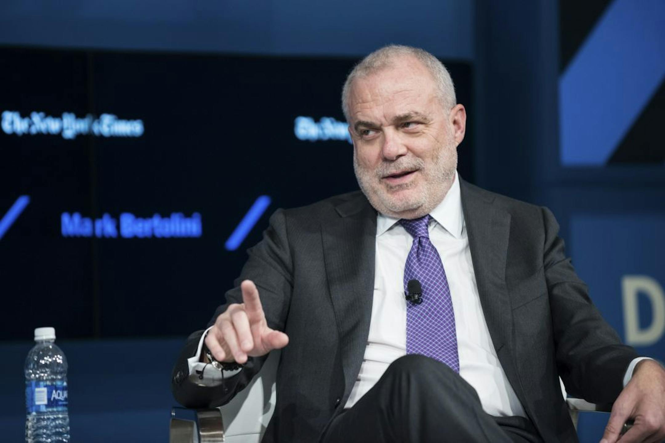 Mark Bertolini, Aetna's chief executive, speaks at a DealBook conference in New York, Nov. 10, 2016. More than 100,000 Americans rushed to buy health insurance under the Affordable Care Act Nov. 9, the biggest turnout yet during this year's sign-up period, the day after the election of Donald Trump, who has promised to repeal the law. Insurers and hospitals were caught without a strategy to forestall a financial shock from its repeal. In mapping out various election situations, "this wasn't on t