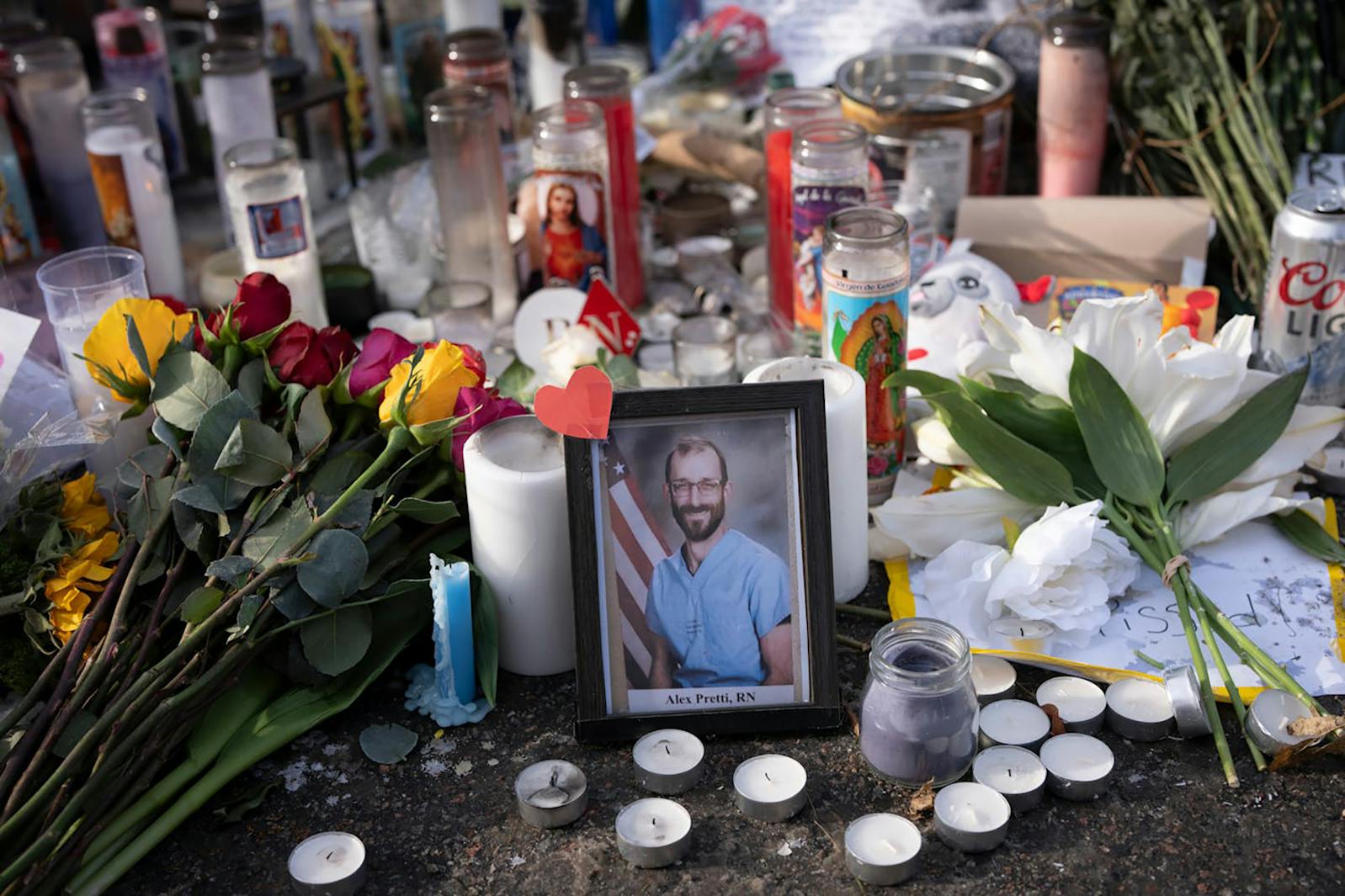 A memorial for Alex Pretti on Nicollet Avenue in Minneapolis on Jan. 26.