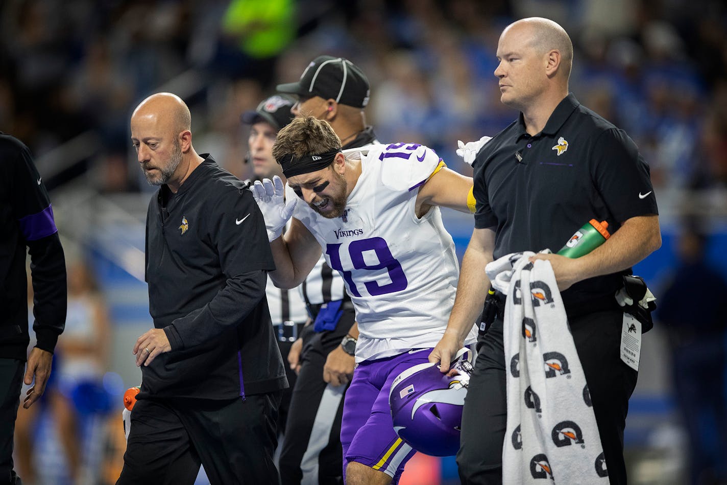 Vikings wide receiver Adam Thielen injured his right hamstring while catching a 25-yard touchdown pass against the Lions on Sunday. If he's not able to play Thursday against the Redskins, the Vikings will have to rely on other talented receivers.