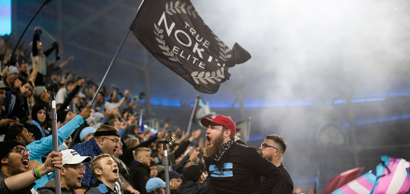 Minnesota United fans celebrated a goal in the second half of the Loons' match against LAFC on Sept. 29 at Allianz Field.