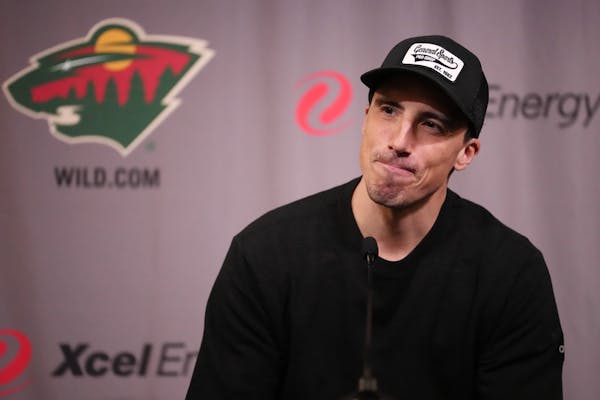 Wild goalie Marc-Andre Fleury ponders a question from reporters at Xcel Energy Center on Friday.
