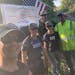 Paul Davis, second from left, on a 100-mile ruck he completed with two other veterans last year to raise money for Project Got Your Back.