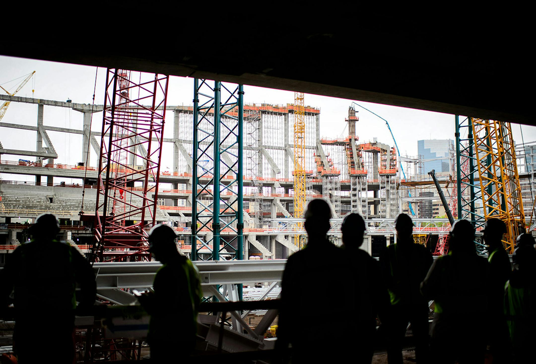 The new Vikings stadium under construction. Thursday, May 14, 2015 Construction update of the new Vikings stadium, Minneapolis, MN