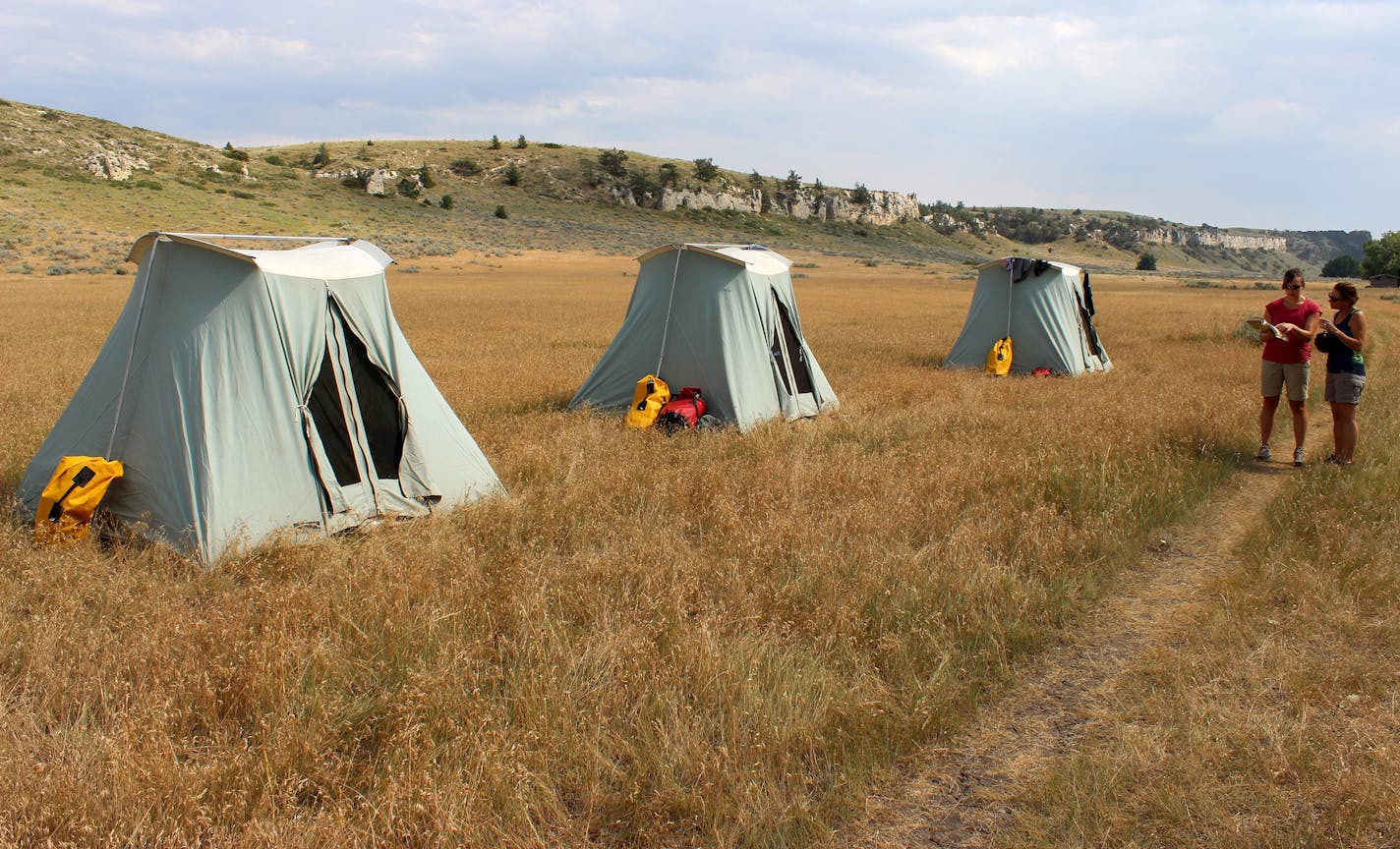 The grasslands at Eagle Creek banks provided ample room for tents, which were set up by the guides.