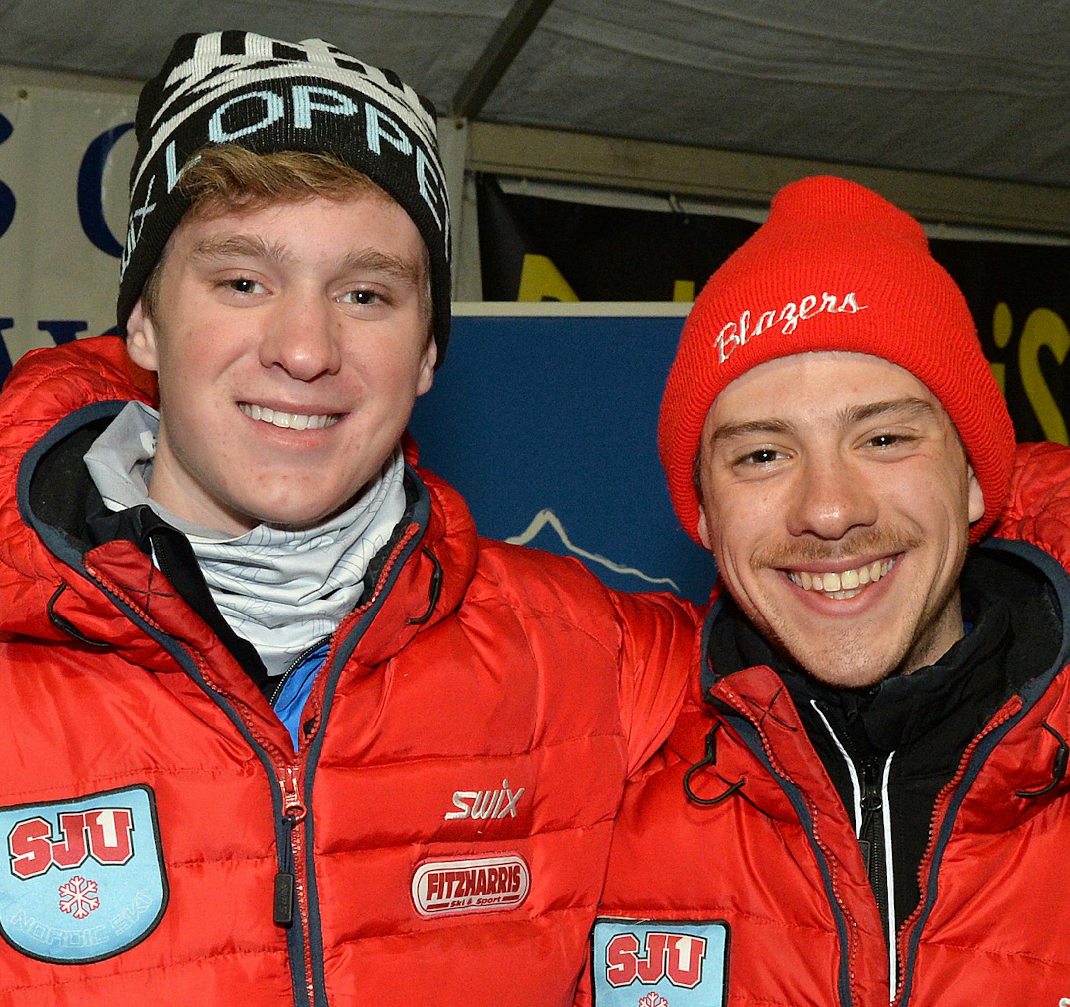 St. John's University skiers Ian Fritz and Nate Ley. ] (SPECIAL TO THE STAR TRIBUNE/BRE McGEE) **Ian Fritz (left, freshman skier), Nate Ley (right, junior skier)