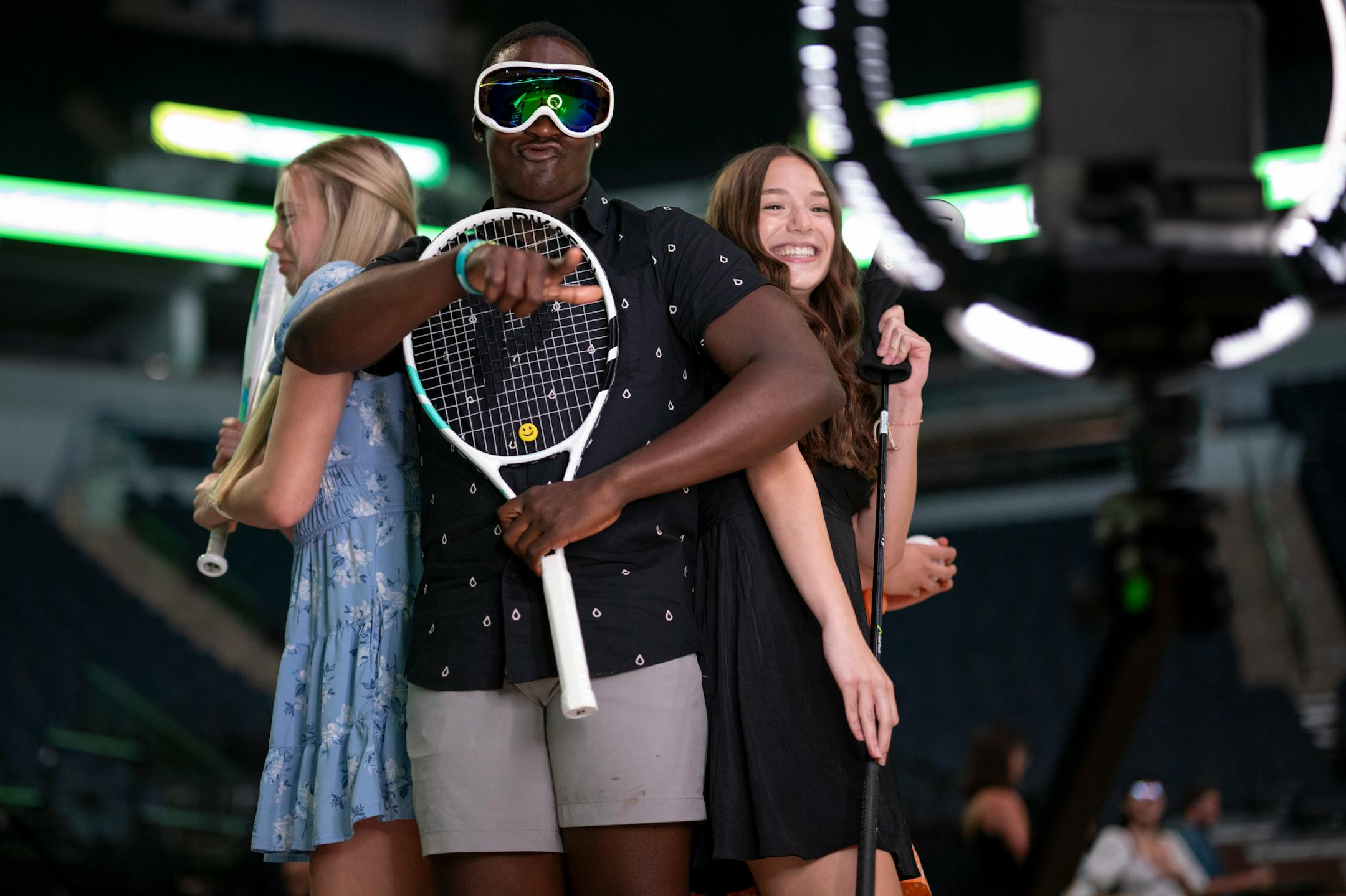 Maple Grove dance teammates, including Ivan Beetoe, center, pose for a 360 photo before the start of the Star Tribune's sixth annual All-Metro Sports Awards show.